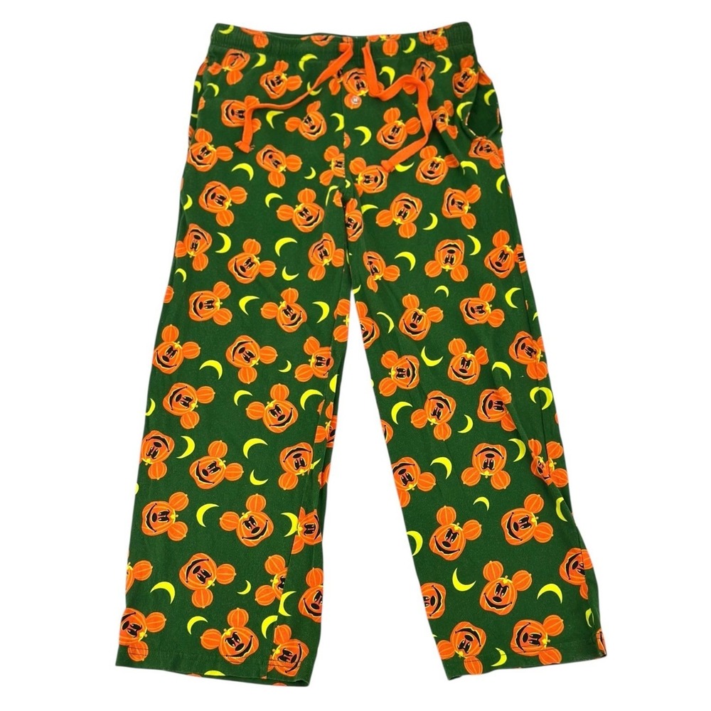 Disney Mickey Mouse Halloween Pajama Bottoms Women's Small Jack O Lantern Print - Picture 2 of 9